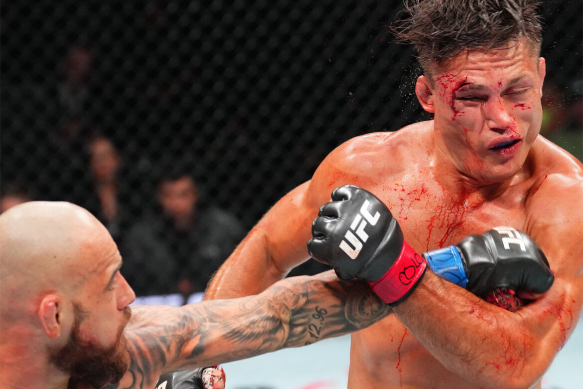 Drew Dober mostra prejuízo após derrota para Jean Silva no UFC Denver (Foto: UFC/Divulgação/Twitter)